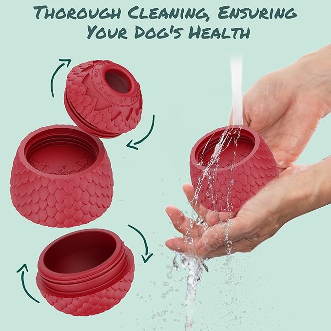 Enrichment Frozen Treat Toy for Dogs - 2-in-1 Dog Licking Toy & Dispensing Dog Puzzle Toy, Fillable Rubber Interactive Toy, Keeps Them Busy, Reduces Anxiety, Safe & Easy to Clean Red-PurrikoPets