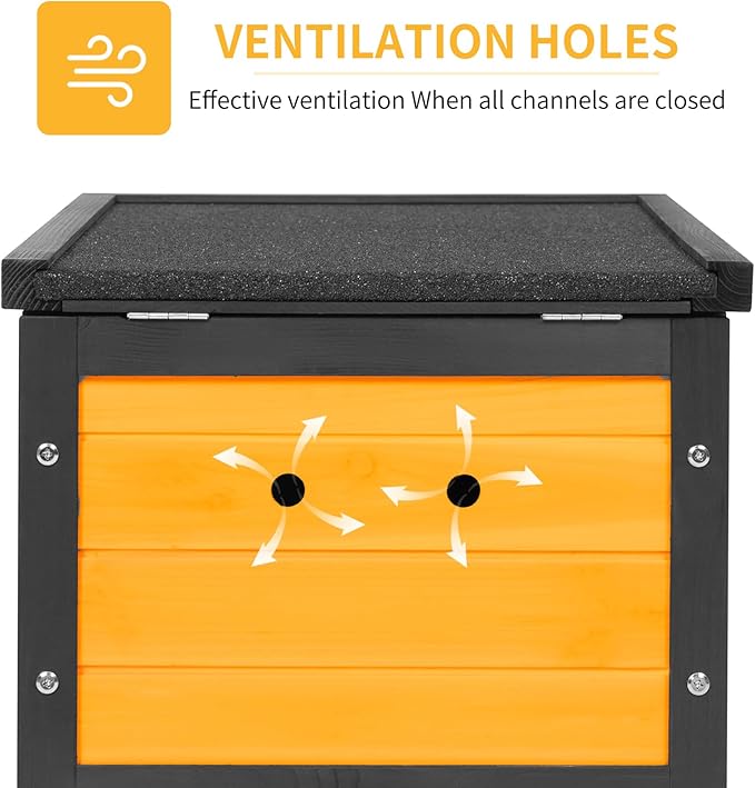 GEGURI Outdoor Cat House Weatherproof, Rabbit Hutch & Indoor Bunny Cage, Wooden Shelter for Feral Cats, Rabbits, Chickens & Small Animals-PurrikoPets