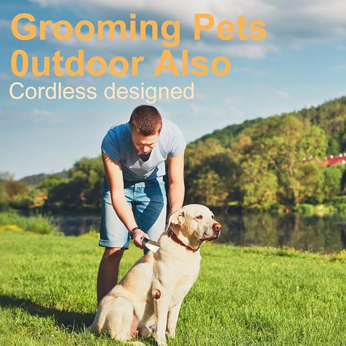 Dog Pet Grooming Kit Low Noise - Cordless Rechargeable Clippers for Dogs/Cats - Upgraded Accessory Version with Two Scissors and a Storage Bag (Gold)-PurrikoPets