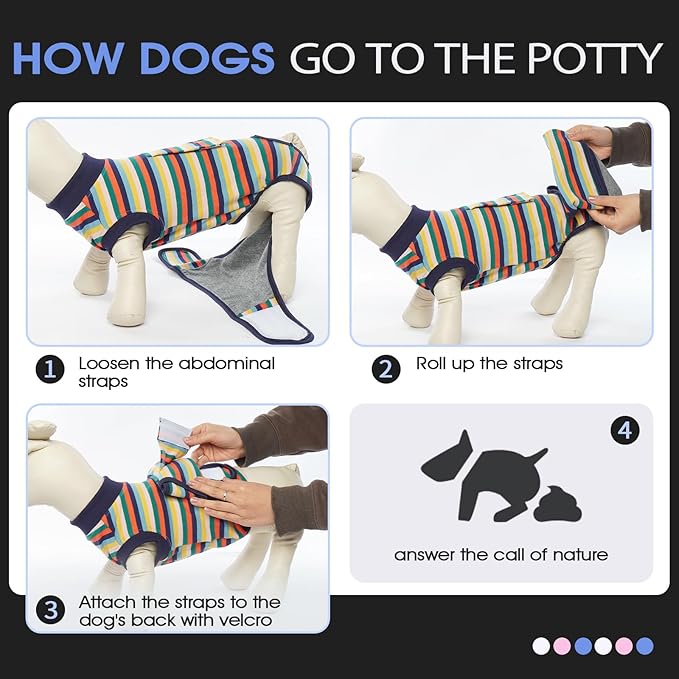 FUAMEY Recovery Suit for Dogs After Surgery,Soft Breathable Dog Bodysuit E-Collar & Cone Alternative Surgical Suit,Male Female Dog Neuter Spay Suits Anti Licking Wounds Onesie Dark Blue Stripes XS-PurrikoPets