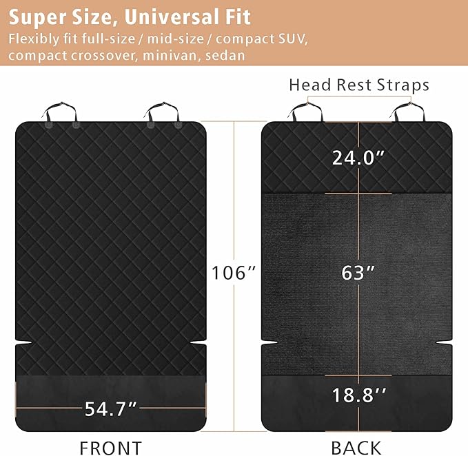 F-color SUV Cargo Liner for Dogs, Upgraded Extra Large Water Resistant Pet Cargo Cover Dog Seat Cover Mat for SUVs with Bumper Flap Protector, Non-Slip, Wear-Proof, Universal Fit, Black-PurrikoPets