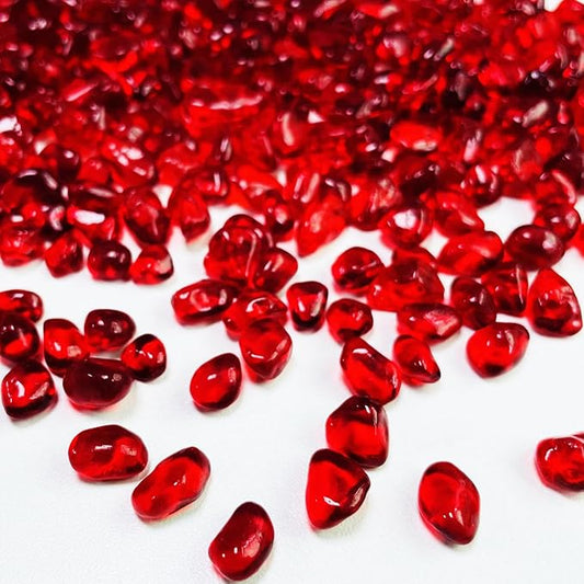 Glass Stones, 0.85LB/385g Red Aquarium Gravel Rocks, Red Pebbles for Fish Tank, Sea Glass for Vase Filler Craft-PurrikoPets