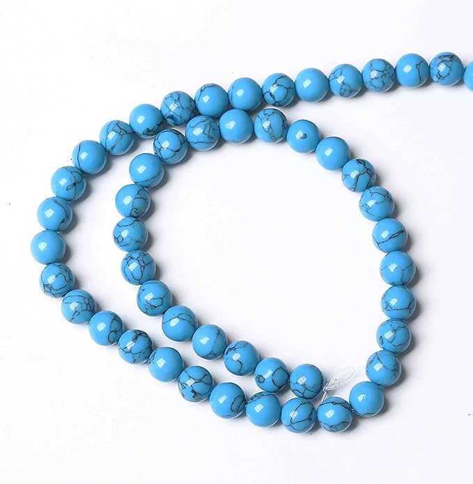 38PCS 10mm Natural Stone Beads Blue Turquoise Round Loose Gemstone Beads for Jewelry Making DIY Bracelet Necklace 15 Inch,Energy Stone Healing Power