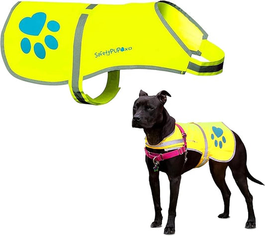 Dog Reflective Vest – Hi-Vis Fluorescent Visibility That Helps to Safeguard Your Pet On/Off Leash in Urban & Rural Areas (Yellow, X-Large)-PurrikoPets