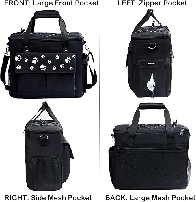 Dog Travel Bag, Airline Approved Dogs Bags for Traveling, 2 Dog 's Food Travel Container and Collapsible Bowls, Weekend Pet Travel Bags-PurrikoPets