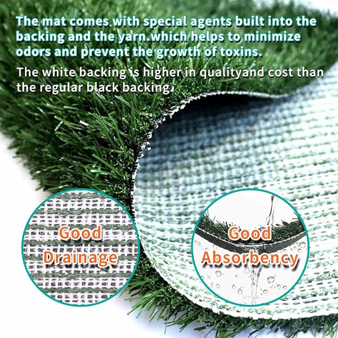 Dog Grass Pad with Tray 30"X20" - Portable Artificial Turf Potty Training Pee Mat for Large or Medium Dogs, Indoor/Outdoor Dog Litter Box for Balcony/Patio, Washable Reusable Fake Grass-PurrikoPets