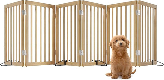 Extra Wide Dog Gates for Doorways, Bamboo Dog Gates for The House Stairs, Freestanding Pet Gates for Dogs, Doogie Puppy Fence Gate-PurrikoPets