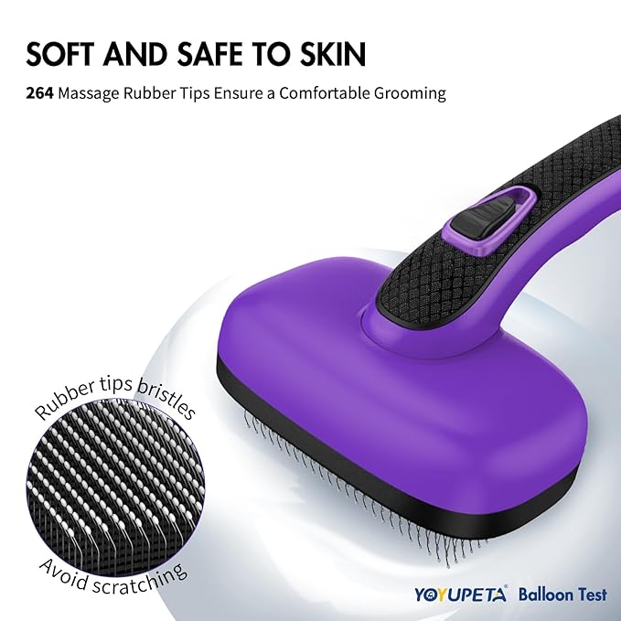 3 PCS Dog Grooming Brush Kit – Self Cleaning Slicker Brush for Shedding Short & Long Haired Dogs & Cats. Removes Loose Fur, Undercoat, Mats, Tangles for Small, Medium & Large Pets. Purple-PurrikoPets