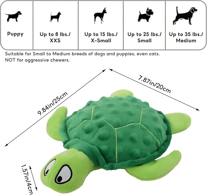 Adpartner Squeaky Toys for Dogs, 2 Pack Turtle Dog Toy Plush Crinkle Dog Toys to Keep Them Busy, Interactive Squeak Stuffed Pet Chew Toys for Small to Medium Dogs Teething Training Reduce Boredom-PurrikoPets