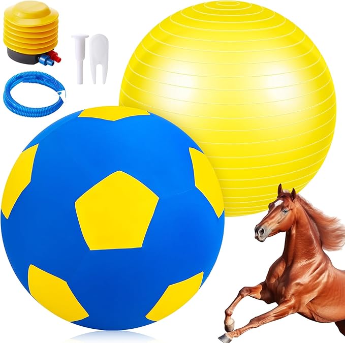 40inch Giant Herding Ball with Ball Cover Anti Burst Please Watch VCR for How to Inflation Horse Toys for Horses Stall Entertainment Play, Pump Included(Yellow,Stylish)-PurrikoPets