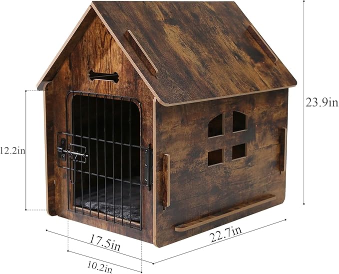 Dog House Indoor for Small Dogs or Cats, Cozy Wooden Design, Small Indoor Bed House, with Air Vents and Elevated Floor Warm Dog Cave-PurrikoPets