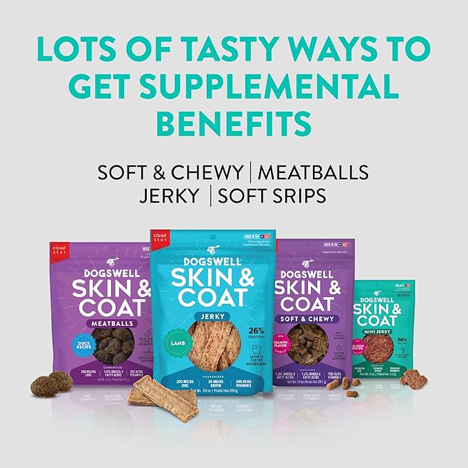 Dogswell Skin & Coat Jerky Dog Treats, Salmon, 10 oz. Bag-PurrikoPets