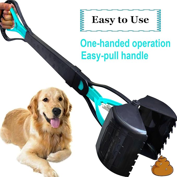 2-Piece Pooper Scooper for Large Medium & Small Dogs Heavy Duty,Long Handled Dog Poop Scooper for Grass,Durable Dog Poop Pick Up Tool-PurrikoPets