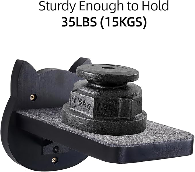 ESPETS Black Painted Solid Wood Cat Wall Climbing Steps Set of 3 - Wall Mounted Cat Floating Furniture Shelves and Perches, Sturdy Climber Stairs Ladders - Holds up 30lbs-PurrikoPets