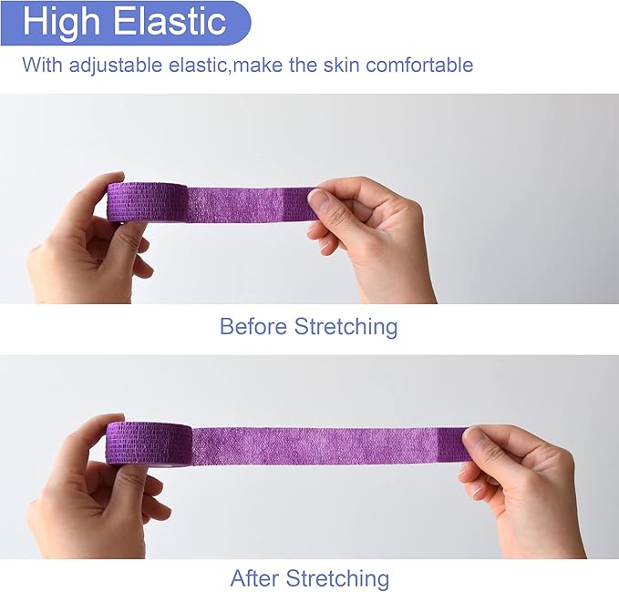 9 Pack 1" x 5 Yards Self Adhesive Bandage Wrap Self Stick Wrap for Ankle, Wrist, Finger, Sports, Breathable Cohesive Vet Tape for Pets (Purple)-PurrikoPets