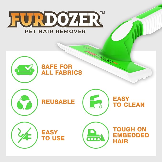 FurDozer X6 & X3 Pet Hair Remover & Auto Detailing Tool Bundle - Cat & Dog Hair Remover for Carpets, Car Interiors, Couches, Bedding, & Furniture - Reusable Pet Hair Removal Tool for Fur & Lint-PurrikoPets