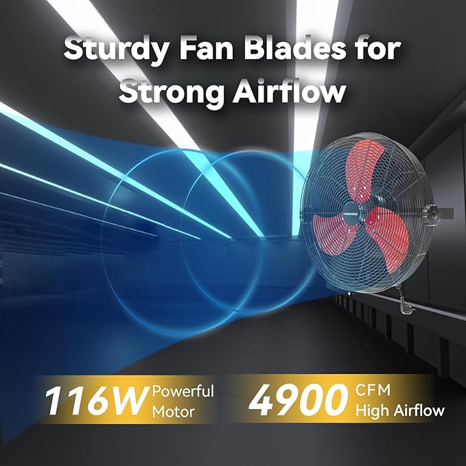 18 Inch Wall Fan Pro Series - 4900 CFM 3 Speed High Velocity Industrial Wall Mount Fans for Commercial, Residential, Warehouse, Covered Patio, Shop, Garage, Barn, Gazebo UL Safety Listed-PurrikoPets