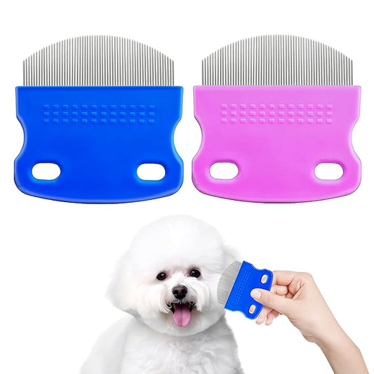 2 Pack Professional Eye Comb For Pets,Stainless Steel Tear Stain Remover For Cats & Dogs,Gentle Round-Head Grooming Tool,Precisely Removes Stains, Dirt And Debris From The Eye Area-PurrikoPets