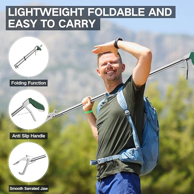 78“ Snake Tongs Collapsible Grabber, Professional Reptile Snake Catcher Wide Jaw Handling Tool, Stainless Steel Snake Hook-PurrikoPets