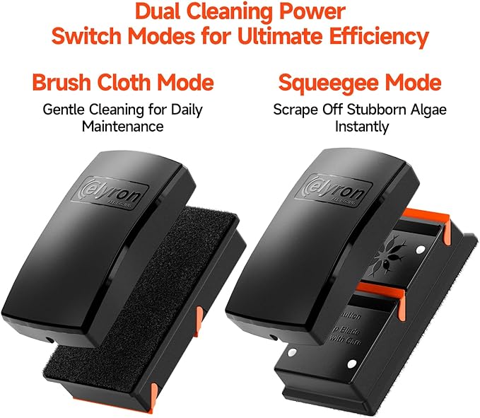 Elyron Dual Scraper Magnetic Aquarium Cleaner,Strong Magnetic Fish Tank Cleaner & Aquarium Algae Scraper for Glass/Acrylic Tanks (Small for ≤1/2" (12mm) Thick Glass)-PurrikoPets