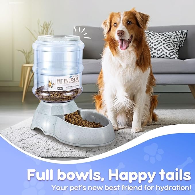 Flexzion Gravity Pet Feeder Food Dispenser (6-12 lb Size) Automatic Replenish Dry Food Storage Container Bowl for Small Medium Breed Dog Cat Animal Feeding Watering Fountain Supplies-PurrikoPets