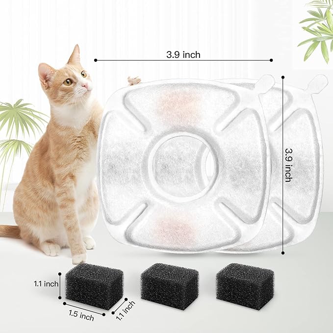 20 Pcs Cat Water Fountain Replacement Filters-10 Pack Water Fountain Filters 10 Pack Pre-Filter Sponges, pet fountain replacement filters Fit for 95oz/2.8L Cat Pet Fountain-PurrikoPets