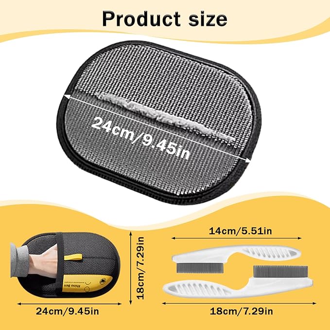 3 Pcs Pet Hair Removal Glove for Cats,Newly Upgraded Reusable Electrostatic Pet Hair Gloves, magic brush pet hair remover Tool for Clothing, Couch, Carpet, Car Seat-PurrikoPets