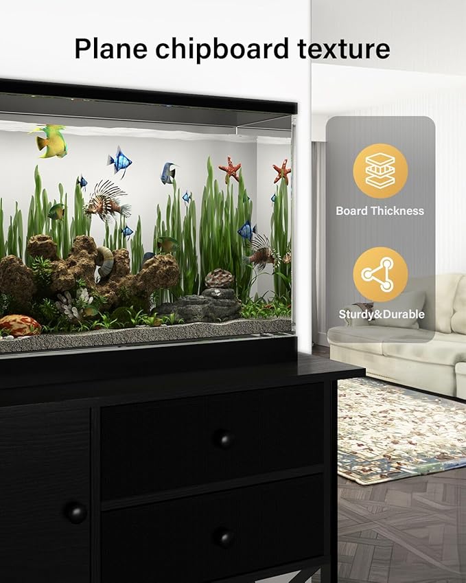 Fish Tank Stand 40 Gallon: Sturdy Aquarium Stand with Accessories Storage - Metal Tank Stands Table for 40-50 Gallon Reptile Breeder Turtle Terrarium - 36.6"x18.8" Weight Capacity 660 lbs-PurrikoPets