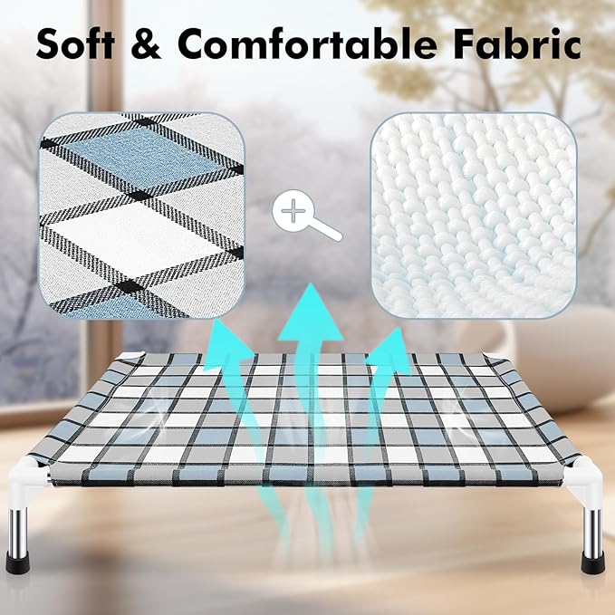 Elevated Outdoor Raised Dog Bed Outdoor Dogs Bed Lifted Pet Bed Dog Cot for Medium Pet Taste Life, Start with A Pet Bed 34'' x 26'' x 6.5''-PurrikoPets