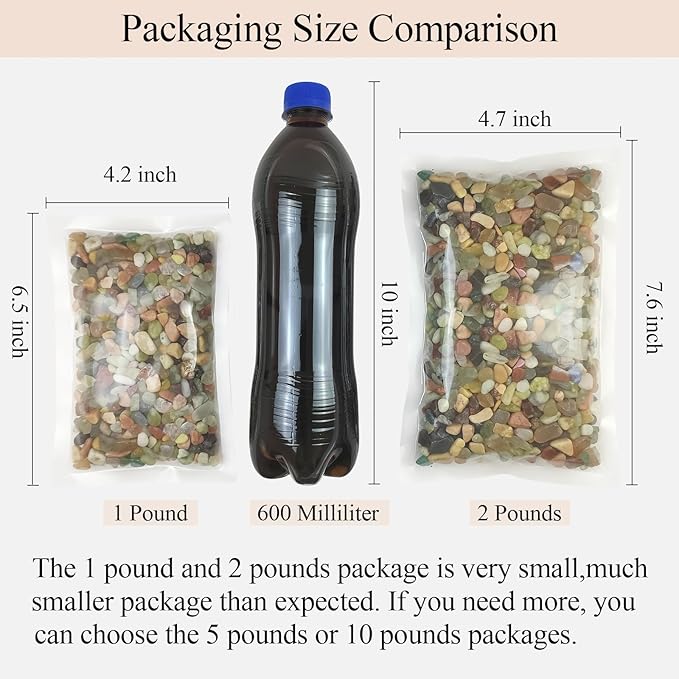 2 Pounds Pebbles for Plants, 3/8 Inch Succulent Rocks, Decorative Polished River Rocks for Plants Indoor, Vases, Cactus Planters, Bird Bath, Craft and Fairy Garden-PurrikoPets