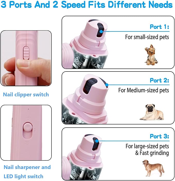 2 In 1 Pet Nail Clipper and Grinder, Professional Electric Rechargeable Pet Nail Fast Trimmer, Painless, Claw Care Grooming, Smoothing, Silent - Shockproof, For Small, Large Dogs & Cats, upgraded-PurrikoPets