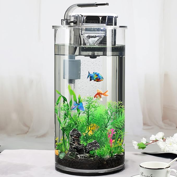 Fish Tank Accessories Aquarium Decorations Plants, 9pcs Green Fish Tank Decorations Plants and Cave Rock Decoration Decor Set, Aquarium Decor Plastic Plants-PurrikoPets