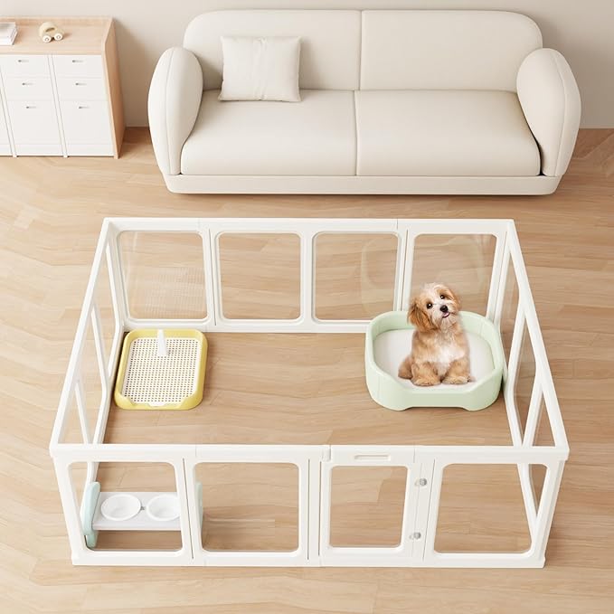 Acrylic Dog PlayPen, Clear Dog Play Pen for Puppy Cat Rabbit, Easy Assemble Pen, Preferable Small Cage, 23.6" H, 12 Pcs-PurrikoPets