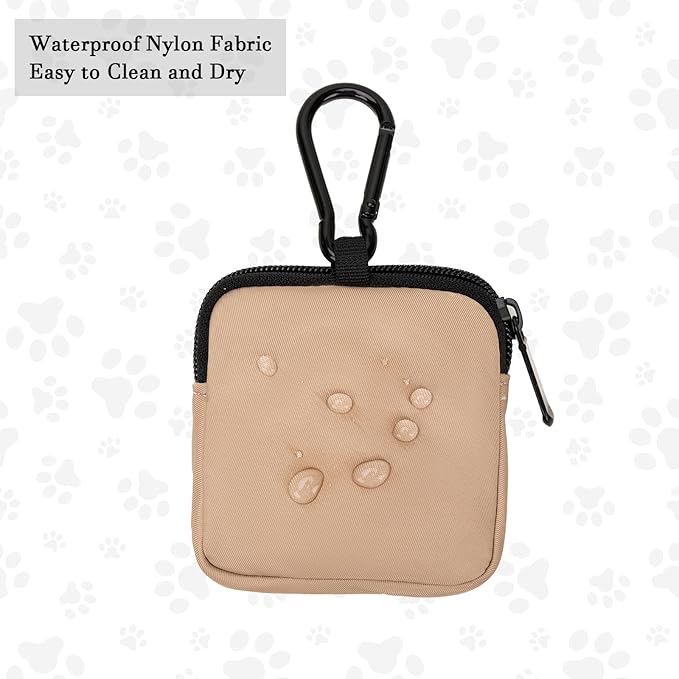 Dog Treat Pouch 2 PCS, Waterproof Small Dog Treat Bag for Leash, Hands Free Puppy Walking Bag with Carabiner, Pet Poop Bag Holder for Pet Puppy Travel or Outdoor Use, Zipper Closure to Avoid Spilling-PurrikoPets
