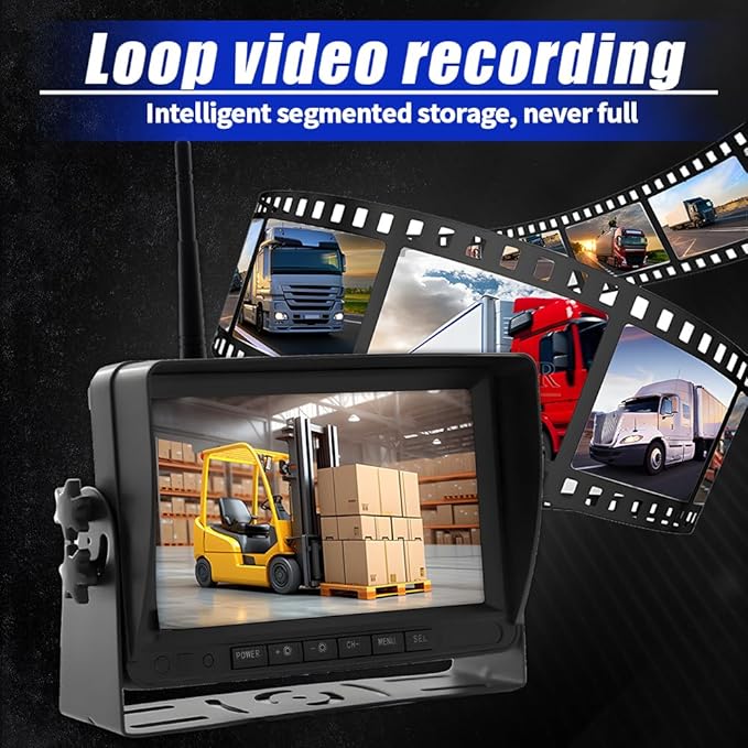 7-inch Forklift Reversing Monitor, HD Night Vision 1080P Magnetic Wireless Reversing Camera, Waterproof IP68, IR Laser Positioning Camera for Forklifts, Vans, Trucks and Trailers-PurrikoPets