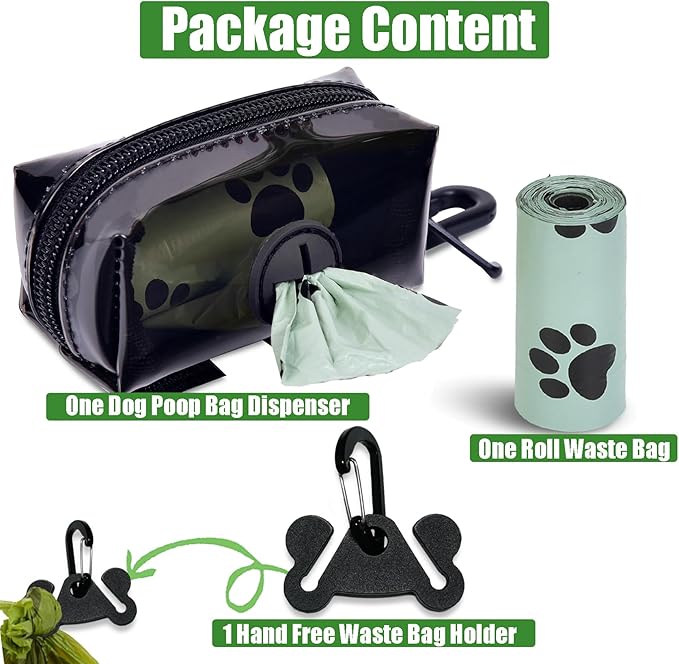 Dog Waste Bag Dispenser Poop Bag Dispenser for Leash Accessory dog Poop Bag Holders Fits Dog Leash Include Hand Free Holder, Clear, No-PUXB-PurrikoPets