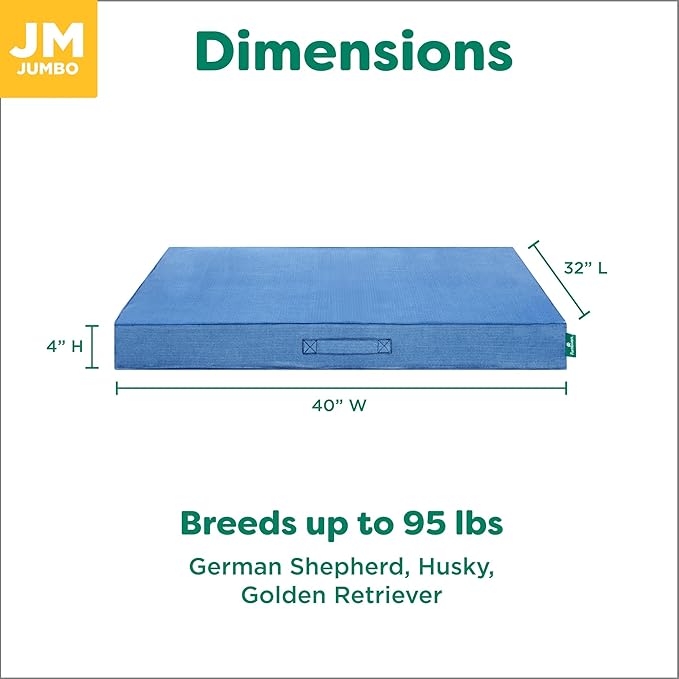 FurHaven Cooling Dog Bed – XL Foam Mattress for Joint Pain Relief, Waterproof Liner, Removable Washable Cover, Durable for Outdoor Use, Deluxe Grid Indoor/Outdoor Bed – Blue, Jumbo-PurrikoPets