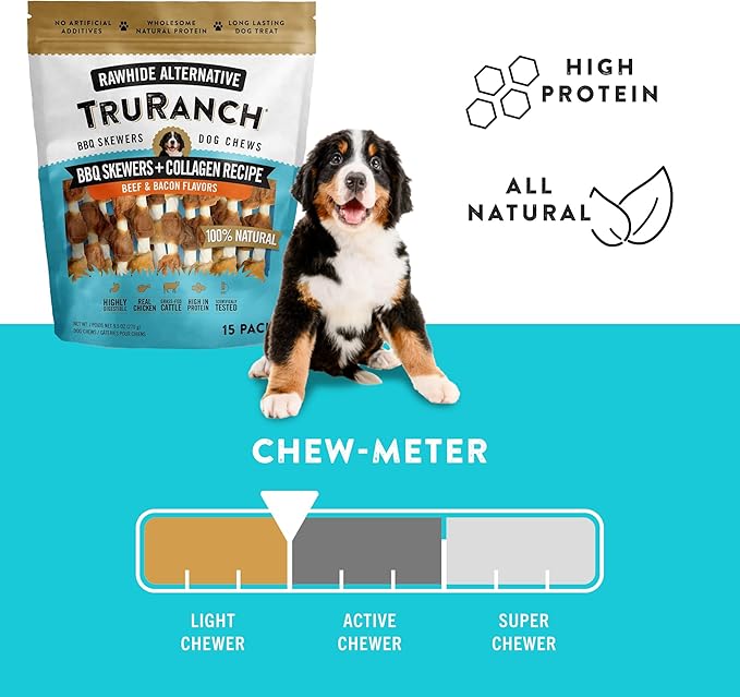 5" BBQ Collagen Skewers - Collagen Dog Chews - Long Lasting Healthy Joint Support Dog Treat - Rawhide Alternative - Skin & Coat Health, 1 Bag, 15 Count-PurrikoPets