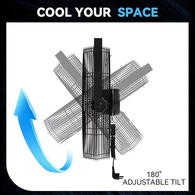 4580 CFM 18 inch High Velocity Wall Mounted Fan, 3-Speed Metal Fan with Sealed Motor, 360 Degree Tliting Heavy Duty Wall Fan for Patio, Barn, Garage, and Gazebo - UL listed-PurrikoPets