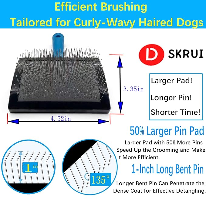 Dog Slicker Brush - Large Grooming Brushes for Dogs - Professional Groomer Supplies for Long Hair Pet - Slicker Brush For Goldendoodles-Easy To Use - Comfortable - Removes Long and Loose Hair-PurrikoPets
