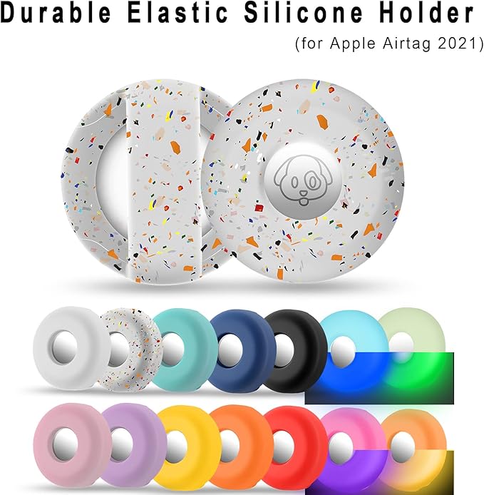 Airtag Holder for Dog Collar, Cibaabo Silicone Air Tag Case Cover Compatible with Apple Airtags for 0.8-1.2inch Cat Pet Collar Harness Loop-PurrikoPets