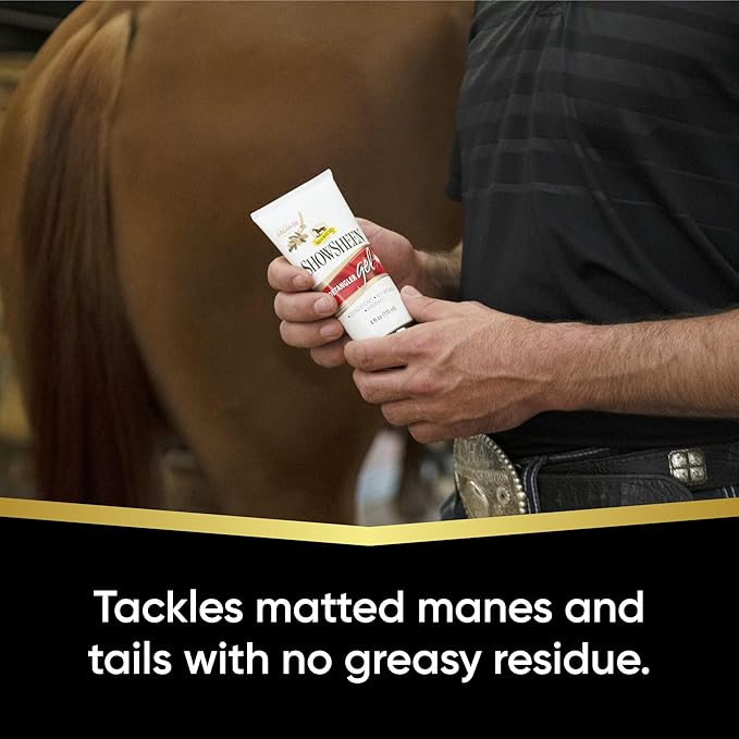 Absorbine ShowSheen Detangler Gel for Coat, Mane & Tail, Moroccan Argan Oil, Tackles Toughest Knots on Horses, Dogs & Livestock, 4oz-PurrikoPets