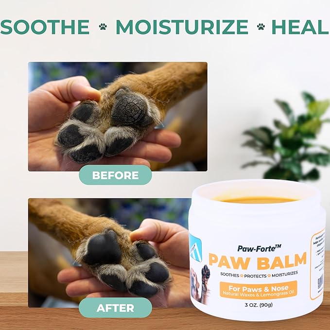 Forticept PAW Balm | Dog Paw Protector from Hot Pavement, Dirt, Salt, Ice and Snow | Soother and Moisturizer for Cracked Dog Paw Pads | Natural Wax Based, Lick Safe 3 oz-PurrikoPets