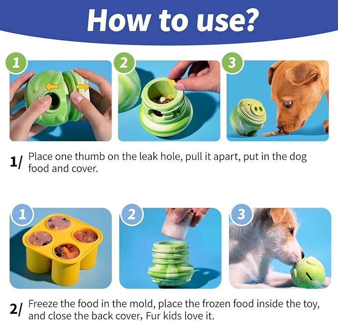 Dog Toy, Frozen Treat Toys, Treat Dispensing Chew Toy for Small Medium Large Dogs, Long-Lasting Interactive to Keep Pup Distracted & Reduces Anxiety, Freezable Fillable Dog Puzzle Toys - Green-PurrikoPets