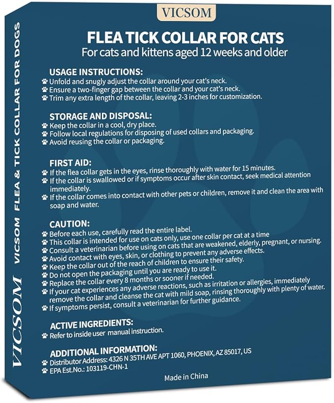 Flea and Tick Collar for Cats - 4 Pack, 32 Month Protection Treatment, Waterproof, Natural Prevention, Adjustable for Cats & Kittens (Black)-PurrikoPets