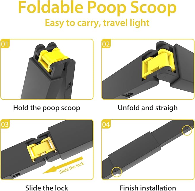 28" Heavy Duty Dog Pooper Scooper for Large Dogs, Extra Long Handle Foldable Poop Pick Up Tool with Durable Spring, Great for Yard, Lawns, Grass, Dirt, Gravel-PurrikoPets