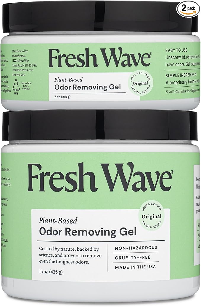 Fresh Wave Odor Removing Gel, 15 oz. & 7 oz. - Odor Absorbers for Home, Safer Odor Relief, Natural Plant-Based Odor Eliminator, Every 15 oz. lasts 30-60 Days, For Cooking, Trash & Pets-PurrikoPets