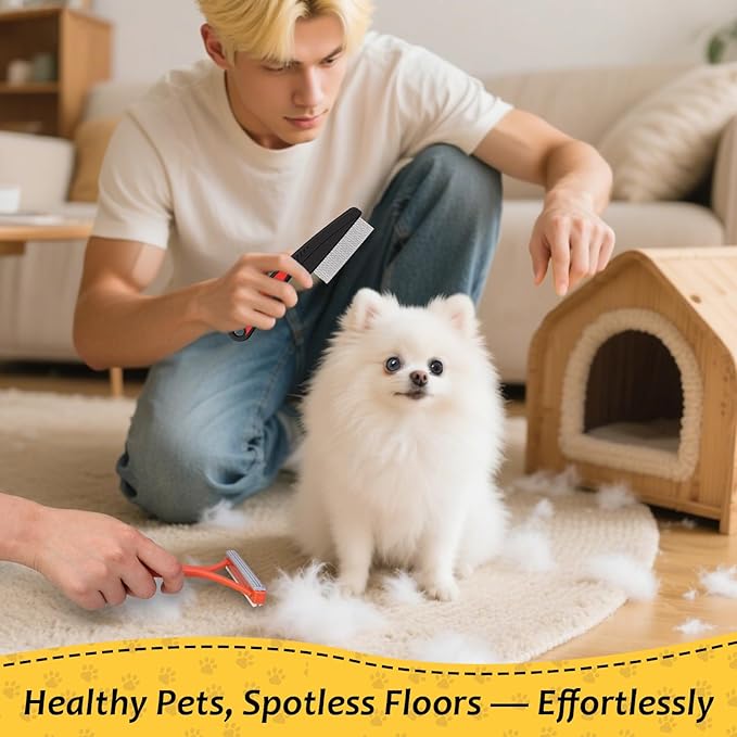 3 Pcs Pet Hair Removal Glove Set, Reusable Electrostatic Pet Hair Remover with Hair Remover Brush and Pet Comb, Upgrade Efficient Cats&Dogs Grooming Gloves for Clothes Furniture Carpet Seat-PurrikoPets