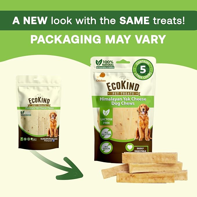 EcoKind Premium Gold Yak Cheese Himalayan Dog Chews, Healthy Dog Treats for Small Dogs, All Natural, High Protein Dog Chew, Chicken, Small - 8 Chews-PurrikoPets