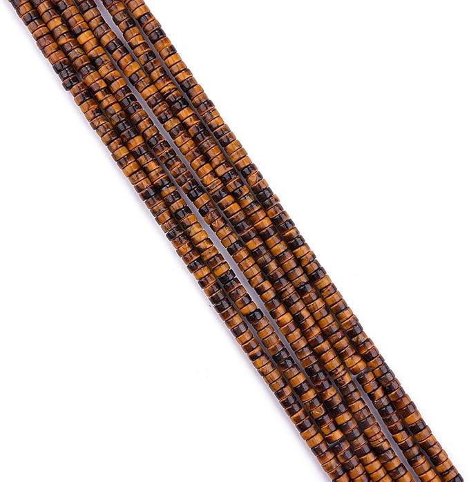 Natural Yellow Tiger Eye Spacer Beads Caps Loose Semi Gemstone for Beading Jewelry Making 4mmx2mm 38cm
